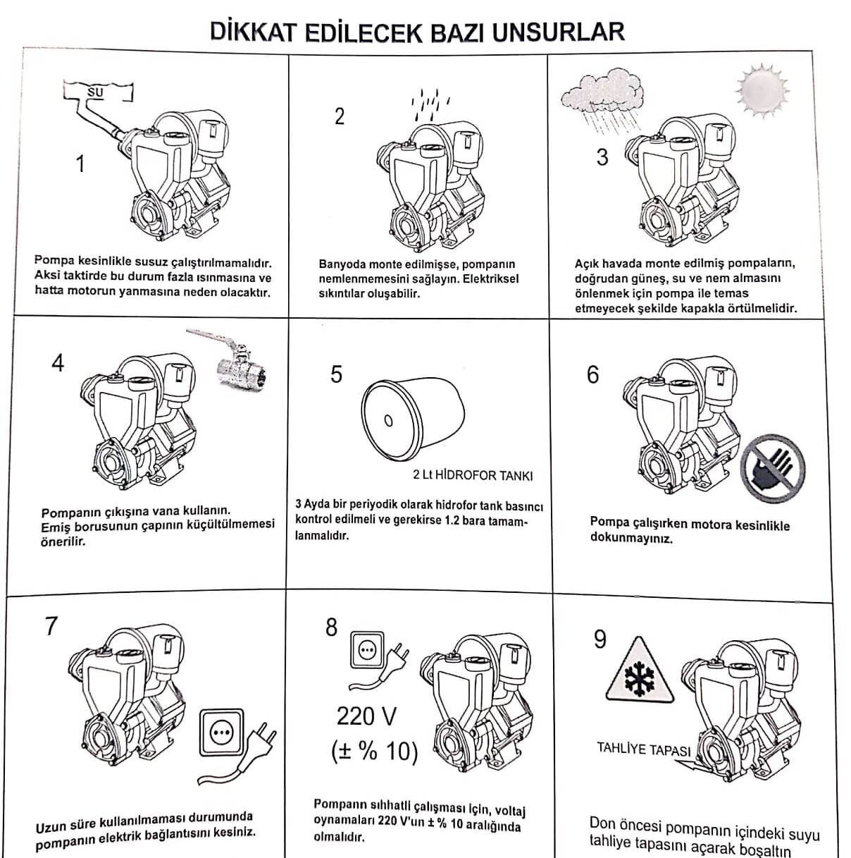 welko tgp125c güneş enerji hidroforu dikkat edilmesi gerekenler kullanım kılavuzu